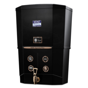 KENT Supreme Plus Alkaline+Copper RO WaterPurifier | RO+UV+UF+Alk +Cu+TDSControl+UV LED Tank|Advanced ROTech for SabseShudh Paani |Auto Flush| 8L|20LPH | Ideal for Borewell/Tanker/MunicipalWater|Black